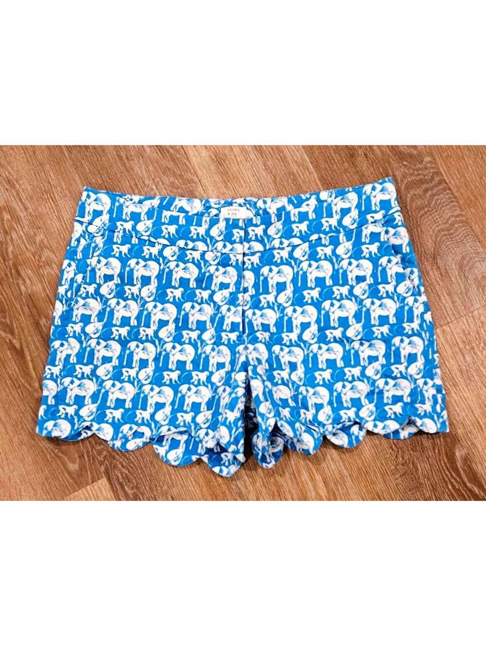 Crown & Ivy Teal Blue Fun Elephant Print Shorts Size 12